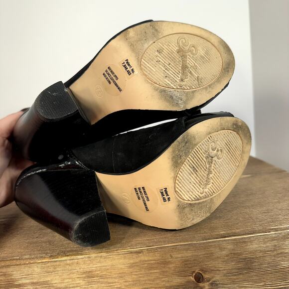 Seychelles Asterisk Peep Toe Chunky Heels SZ 7.5 Black Dark Romantic Whimsigoth - Picture 5 of 13